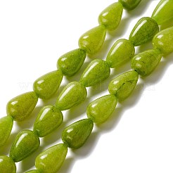 天然石ホワイトジェイドビーズ連売り  染め  ティアドロップ  ミックスカラー  15x10mm  穴：1.5mm  約27個/連  15.75インチ（40cm）&nbsp;G-O029-07A