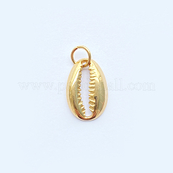 304ステンレスペンダント  丸カン付き  カウリシェル  ゴールドカラー  18.7x12.5x3mm  穴：4mm&nbsp;STAS-L218-11G