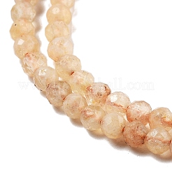 天然シトリン（加熱）ビーズ連売り  多面カット  ラウンド  2.5mm  穴：0.6mm  約182個/連  15.59''（39.6センチメートル）&nbsp;G-RM250104-A8