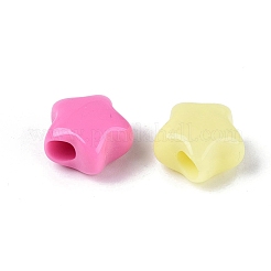 不透明なプラスチック製のヨーロッパのビーズ  大穴ビーズ  スター  ミックスカラー  13.5x13.5x9mm  穴：4mm  約625個/500g&nbsp;KY-N025-18