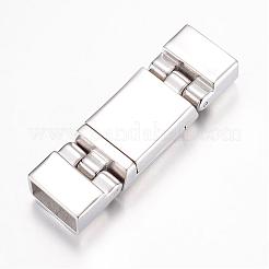 変色しにくい304ステンレススチール製のマグネット留め具と接着端  長方形  ステンレス鋼色  42x13x8mm  穴：5.5x10.5mm&nbsp;STAS-G071-42P