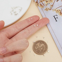 100個、4つのスタイル、925つのスターリングシルバーチューブビーズ  コラム  銀  2x1.2~2.5mm  穴：0.8~1.6mm  25個/スタイル&nbsp;STER-AR0001-06