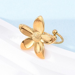 304ステンレススチールカフリング  花  ゴールドカラー  23x22mm  内径：18mm&nbsp;RJEW-D306-24G