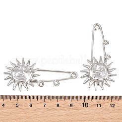 サン304ステンレススチール製安全ピンブローチ金具  二重ループ付きキルトピン  ステンレス鋼色  55x27x9mm  穴：2mm&nbsp;SA-CBA098D-13B-P