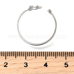 304ステンレススチールマイクロパヴェキュービックジルコニアオープンカフリング  六線星形  ステンレス鋼色  7.5mm  usサイズ9（18.9mm）&nbsp;LS-RJEW-S628-02P