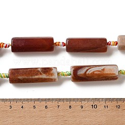 ファイヤーアゲートクラックルビーズ連売り  染め＆加熱  六角柱  シエナ  30~41x13~14.5x12~13mm  穴：3mm  約8~11個/連  15.75~16.54''（40~42センチメートル）&nbsp;G-P605-J02-01