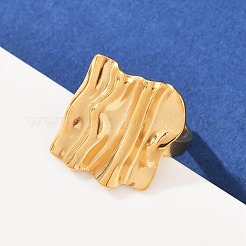 女性用304ステンレススチールカフオープンリング  ゴールドカラー  21x20.5mm&nbsp;RJEW-H255-01G-07