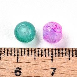 ベーキングペイント模造翡翠ガラスビーズ  クラックガラスビーズ  ラウンド  ミックスカラー  6~6.5mm  穴：1.2~1.6mm  約3390個/1000g&nbsp;DGLA-S115-6mm-MY