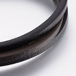 レザーコード多連ブレスレット  304ステンレススチール製マグネット留め具付き  ブラック  8-5/8インチ（22cm）&nbsp;BJEW-F325-15P