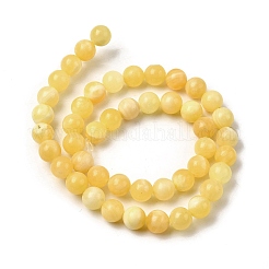 天然の黄翡翠ビーズ連売り  ラウンド  グレードAB  8mm  穴：0.8mm  約46個/連  15.16''（38.5センチメートル）&nbsp;G-A274-A01-8mm
