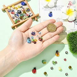 50個 5スタイル ハンドメイド ミルフィオリ ランプワーク ビーズ  混合図形  ミックスカラー  4~15x4~12x2.6~8mm  穴：1~1.5mm  10個/スタイル&nbsp;LAMP-YW0001-93