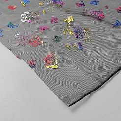 ナイロンメッシュ生地  ウェディングドレスの衣服アクセサリー  ちょうの模様  ブラック  1670x0.2mm  2m / pc&nbsp;DIY-WH0504-369B