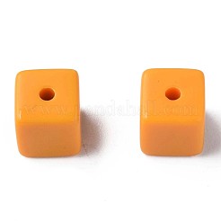 不透明なアクリルビーズ  キューブ  オレンジ  10.5x9.5x9.5mm  穴：2mm  約490個/500g&nbsp;MACR-S373-148-A07