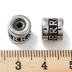 304ステンレススチールビーズ  単語を持つ列  アンティークシルバー  8.5x8.5mm  穴：1.8mm&nbsp;STAS-M057-27AS