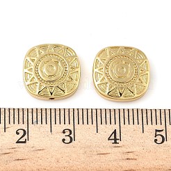 真鍮ビーズ  太陽模様のある広場  長持ちメッキ  鉛フリー＆カドミウムフリー  18KGP本金メッキ  12.5x12.5x3mm  穴：1.2mm&nbsp;KK-L245-14G