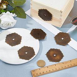 真鍮ハンドルワッシャー6個  花  家具ハードウェアアクセサリー  アンティークブロンズ  60x52x1mm&nbsp;KK-FH0008-33AB