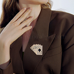 ポーカーカードエナメルピン2個  バックパック服用合金ブローチ  ゴールドカラー  36x40mm&nbsp;JEWB-FH0003-18G