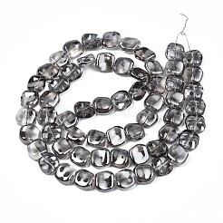 メッキガラスビーズ連売り  パール光沢メッキ  ポリゴン  ブラック  10.5x11~12x5~6mm  穴：1mm  約60~61個/連  24.41インチ〜25.20インチ（62~64cm）&nbsp;X-EGLA-S188-21-A01