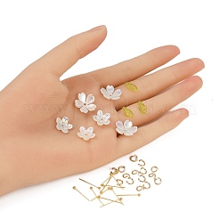 DIYイヤリングキット  クリアアクリルチャーム  ピアスのアクセサリー  花のチャーム  ミックスカラー  9.7x5.5x3.6mm  穴：1.2mm  180個/セット&nbsp;DIY-FP0001-54