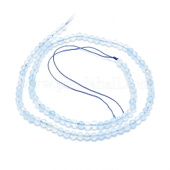 天然石アクアマリンビーズ連売り  グレードAAA  多面カット  ラウンド  4~4.5mm  穴：0.7mm  88~104個/連  15.15インチ（38.5cm）&nbsp;G-D0003-E85-4MM