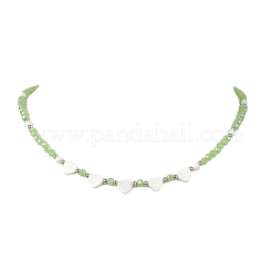 天然淡水貝とガラスビーズを使用した女性用ネックレス  蝶とロンデル  ミックスカラー  17.48インチ（44.4cm）&nbsp;NJEW-JN06082