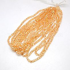 電気メッキガラスビーズセット  半分メッキ  多面カット  キューブ  オレンジ  6x6x6mm  穴：1mm  約71個/連  16.5インチ&nbsp;EGLA-F002-D13