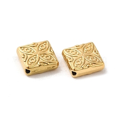 304ステンレススチールビーズ  菱形  18KGP本金メッキ  13x13x3.5mm  穴：1.2mm&nbsp;STAS-I203-26G