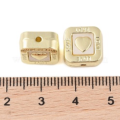 ラックメッキ合金とアクリルビーズ  キューブとハート  アンティークホワイト  11x11x7mm  穴：1.5mm&nbsp;FIND-B037-01G-05