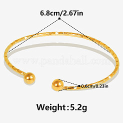 スタイリッシュな304ステンレススチールのカフバングル  女性のためのトルクバングル  18KGP本金メッキ  内径：2-5/8インチ（6.8cm）&nbsp;SF9241-2