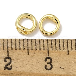 真鍮リングチャームコネクター  ブレスレットネックレスエンドループワイヤープロテクター  18KGP本金メッキ  5x2mm  穴：0.8mm&nbsp;KK-P284-06G-01