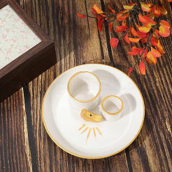 丸型陶器香炉ホルダー  アロマセラピー炉家の装飾  ホワイト  53x43mm&nbsp;AJEW-WH20072-09