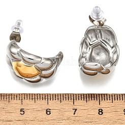 304ステンレススチール製ツートンカラースタッドピアス（女性用）  18KGP本金メッキ  花  22x16mm&nbsp;EJEW-R023-01GP-06