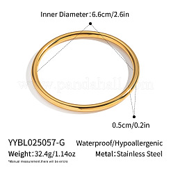 滑らかな304ステンレススチール製プレーンバングル（女性用）  18KGP本金メッキ  内径：2-5/8インチ（6.6cm）&nbsp;IJ4161-1