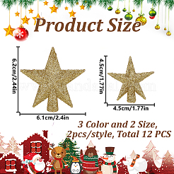 12個 6スタイル グリッター樹脂 クリスマスツリートップ スターオーナメント  クリスマスツリーの装飾用  ミックスカラー  45~62x45~62x9~11mm  2個/スタイル&nbsp;DIY-DR0002-20