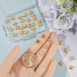 真鍮ビーズ40個  クロス  18KGP本金メッキ  8x8x3mm  穴：1.5mm&nbsp;KK-BBC0014-01