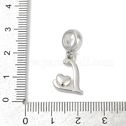 真鍮ヨーロッパダングルチャーム  ハート文字の大きな穴のペンダント  プラチナ·ゴールデン  文字l  25.5~30.5mm  穴：6mm&nbsp;KK-Z097-01L-GP