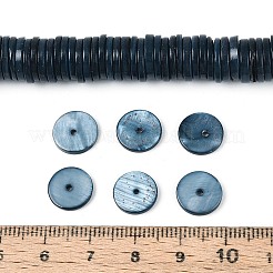 天然淡水シェルビーズ連売り  ディスク  染め  ヒシビーズ  プルシアンブルー  9~10.5x0.5~3mm  穴：1mm  約202~211個/連  15.16~15.75インチ（38.5~40cm）&nbsp;SHEL-N037-03A-02