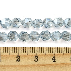 電気メッキガラスビーズセット  多面カット  ラウンド  ライトスチールブルー  5.5x5x6mm  穴：1mm  約101個/連  22.05''（56センチメートル）&nbsp;EGLA-K061-07A-PL02