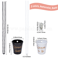 8セット2色のDIYワードショットグラスネックレス作成キット  プラスチックビーズチェーン＆カップペンダントを含む  金属ボタン  ミックスカラー  3個/セット  4セット / カラー&nbsp;DIY-CP0008-06