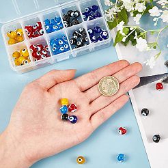 手作りランプワークビーズ  ナザールボンジュウ  ミックスカラー  10mm  穴：1mm  20個/箱&nbsp;LAMP-NB0001-03