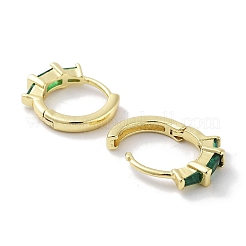 女性用真鍮パヴェキュービックジルコニアフープピアス  18KGP本金メッキ  ミックスカラー  12.5x3mm&nbsp;EJEW-L269-135G