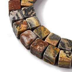 天然な地図の石のビードの繊維  キューブ  きいろ  8~9x8~9x8~9mm  穴：1.2mm  約46個/連  15.31''（38.9センチメートル）&nbsp;G-T139-8x8-45B
