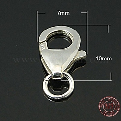 925スターリングシルバーカニカン  丸カン付き  銀  10x7x2.5mm  穴：3mm&nbsp;STER-A001-35