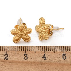 304ステンレススチールスタッドピアス  花  18KGP本金メッキ  11.5x11.5mm&nbsp;EJEW-Z084-06G