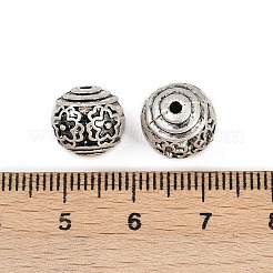 チベット風合金ビーズ  花とロンデル  カドミウムフリー＆鉛フリー  タイスターリングシルバーメッキ  11x10mm  穴：1.6mm&nbsp;FIND-C068-07AS