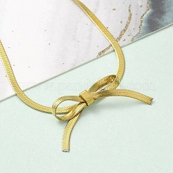 304ステンレススチールヘリンボーンチェーンブレスレット  蝶結び  18KGP本金メッキ  6-3/4インチ（17cm）&nbsp;BJEW-C084-01G
