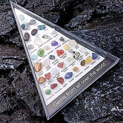 天然石ナゲットコレクション  地球科学教育用  三角ボックス：110x155x15mm  宝石：8~14x5~8mm  36個/箱&nbsp;G-F734-04A