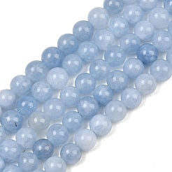 天然染め白翡翠ビーズ連売り  スムーズなラウンド  ライトスチールブルー  6mm  穴：1mm  約62個/連  14.96''（38センチメートル）&nbsp;GG-CBAEB22-B01-6mm-01
