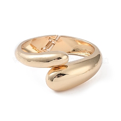 女性用合金ティアドロップ ヒンジ付きカフ バングル  ゴールドカラー  内径：2-3/8インチ（6.15cm）&nbsp;BJEW-A144-02G