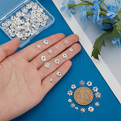 120種類のスタイルの合金ビーズキャップ12個  長持ちメッキ  花  銀  4.5~10x4.5~7.5x1.3~4mm  穴：1~2mm  10個/スタイル&nbsp;FIND-PH0022-80S